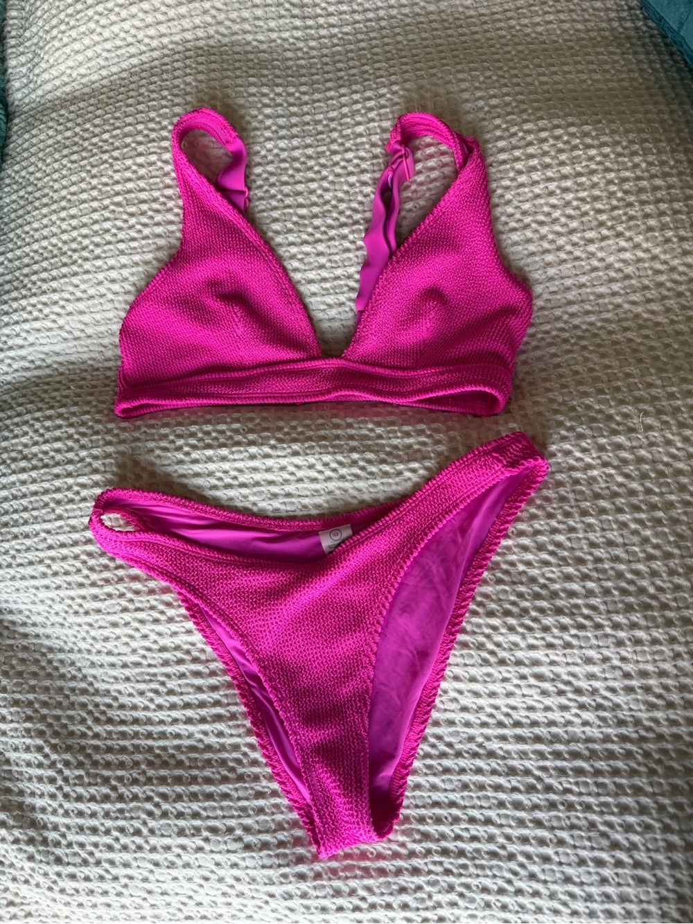 2 Piece Good American Neon Pink Textured Bikini Set